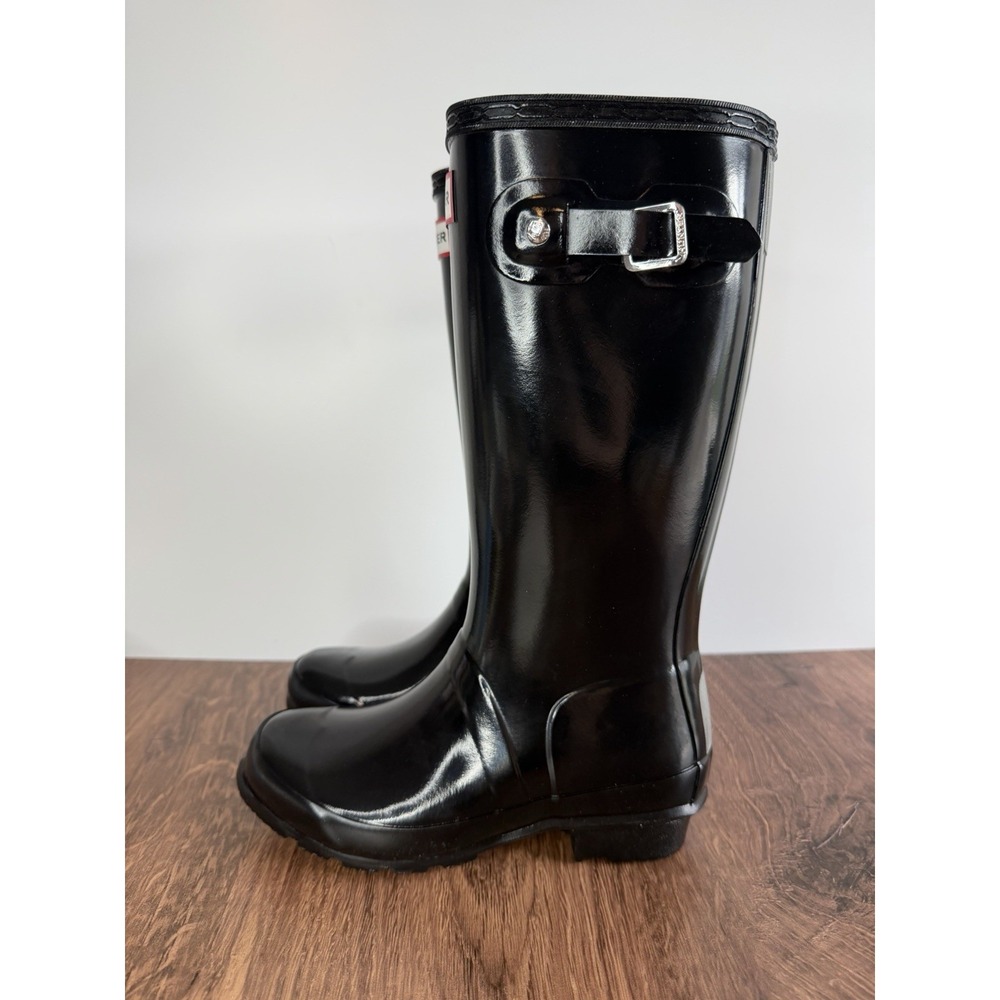 Hunter Original Kids Gloss Black Boot NIB Girl Size 2/ Boy Size 1 - Picture 2 of 13